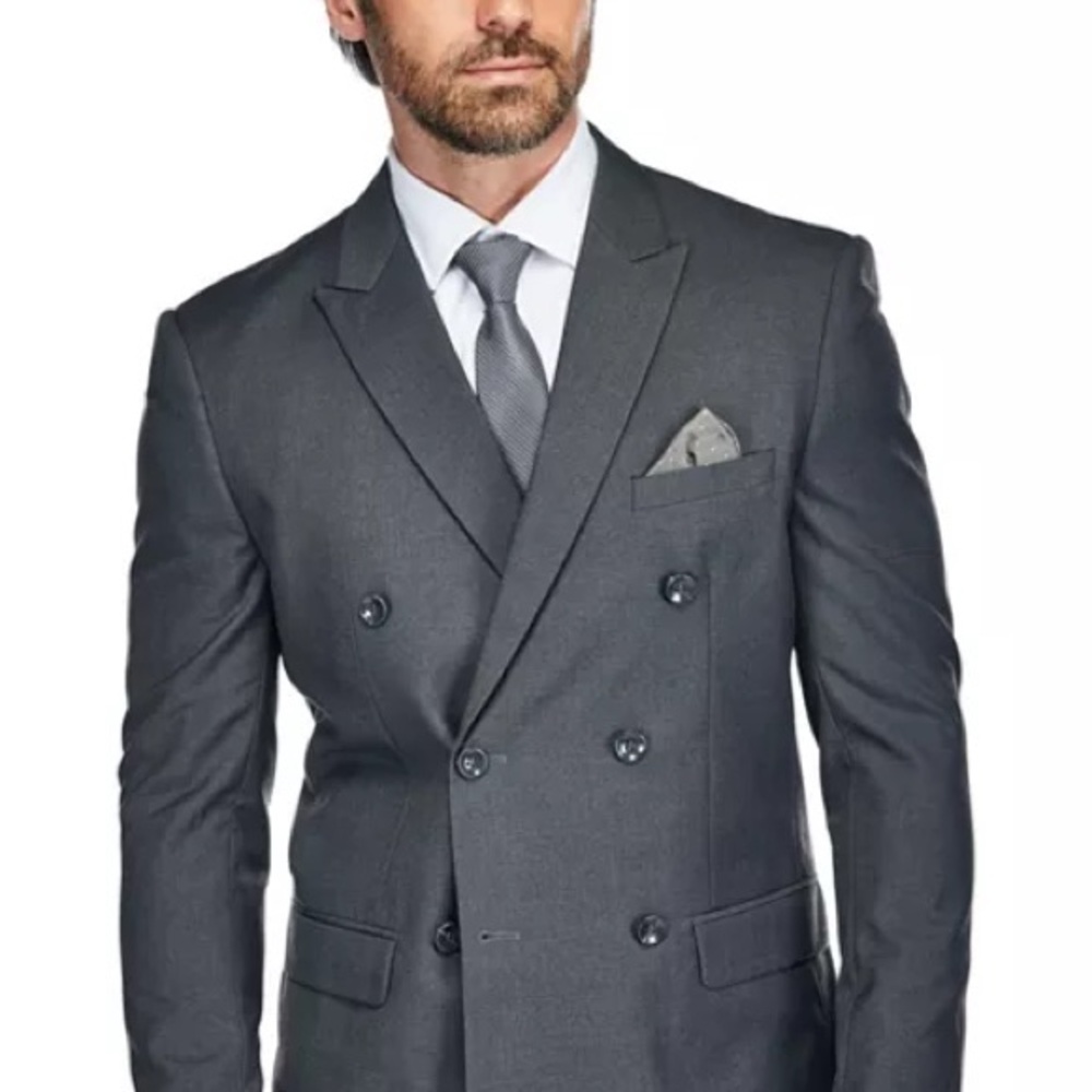 Elegant Charcoal Double-Breasted Suit